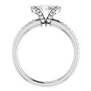 14KT Round Bezel-Set Halo-Style Engagement Ring Mounting