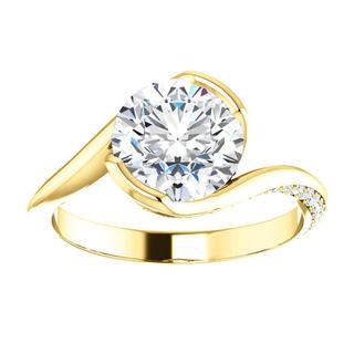 14KT Yellow Round Curved Accented Engagement Ring Mounting 