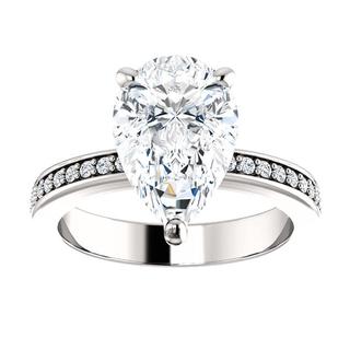 14kt White Diamond Accented Solitaire Engagement Ring Mounting 