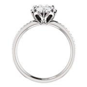 14kt White Floral Inspired Diamond Halo Engagement Ring Mounting